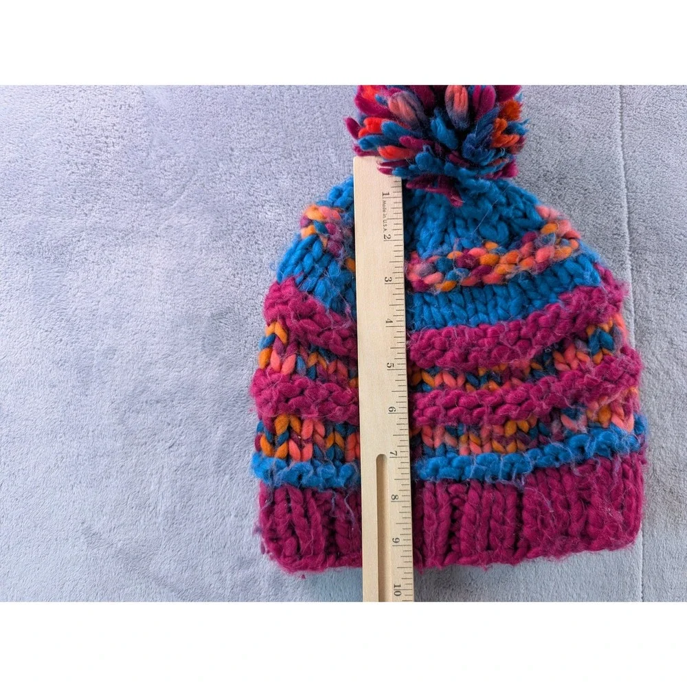The North Face Chunky Knit Pom Beanie Hat Pink Blue Orange QD 984543 OS